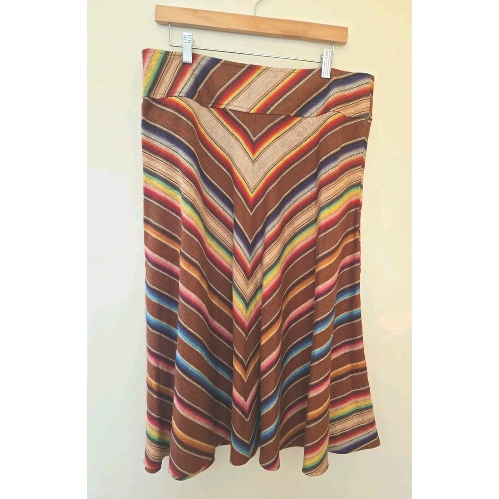 Ralph Lauren Linen Skirt Southwest Blanket Serape Chevron Striped ALine Size 14